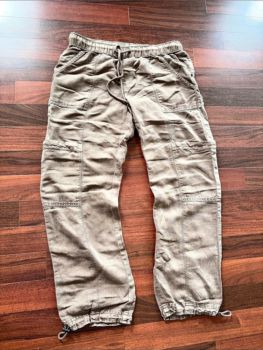 Linen utility cargo jogger pants